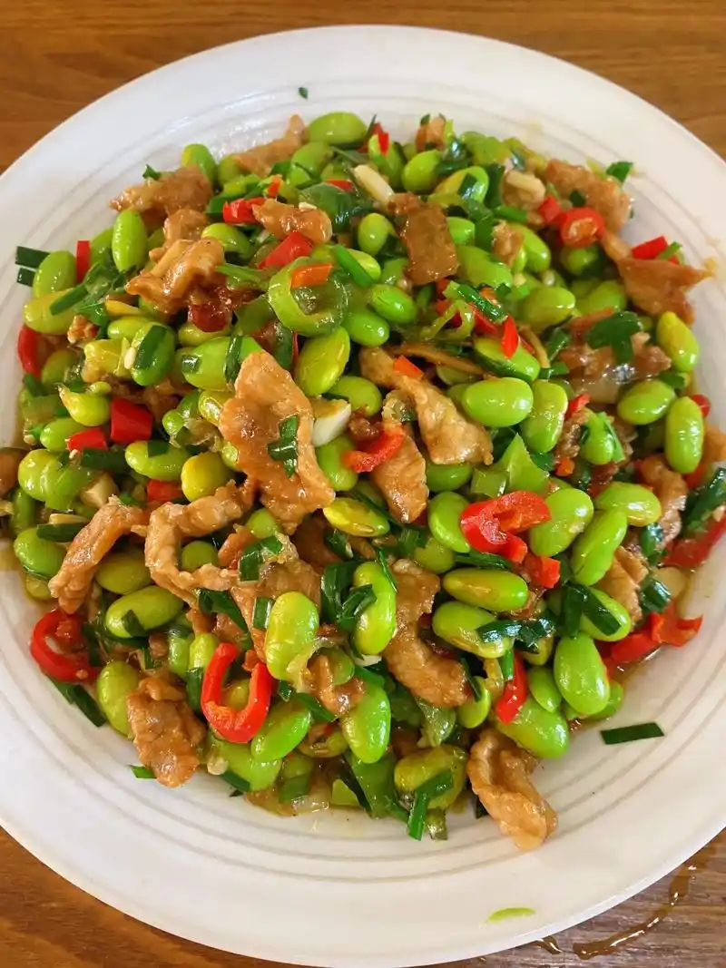 毛豆韭菜炒肉的做法教程.具体做法看图片#家常菜 #我的厨房日 - 抖音