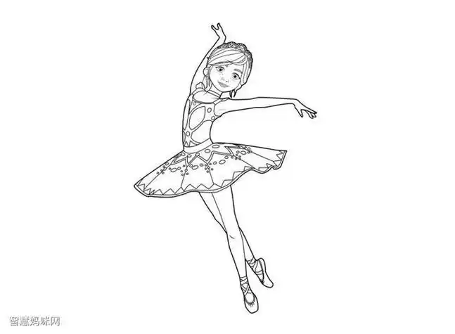 画跳舞的小女孩是两个芭蕾舞小女孩跳芭蕾的小甜甜公主涂色简笔画大全